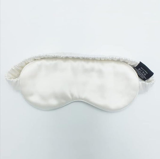 100% 22M Mulberry Silk Eye Mask. Full-Coverage, Soft and Comfortable, for Sleep Health and Skincare (White)