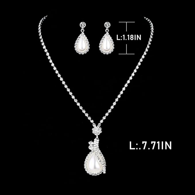 Yean Bride Silver Necklace Earrings Set