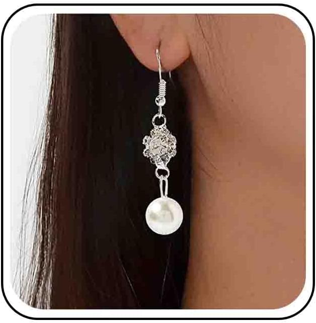 Vintage Rhinestone Pearl Drop Earrings Crystal