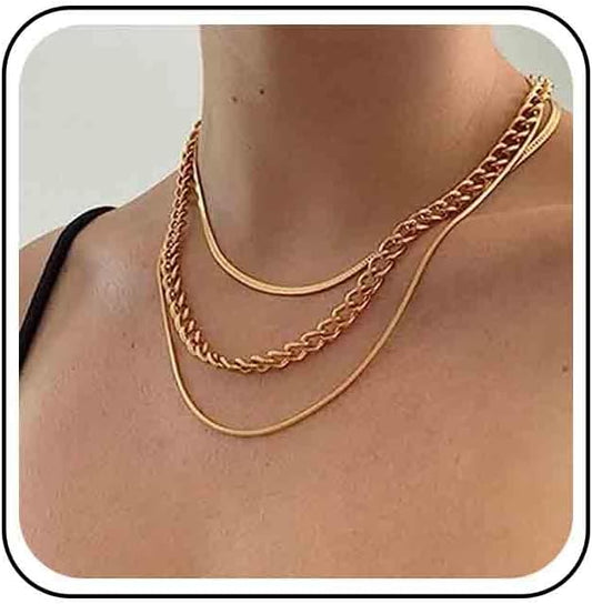 Vintage Layered Snake Chain Necklace Chunky
