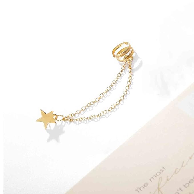 Boho Star Cartilage Chain Earrings Gold