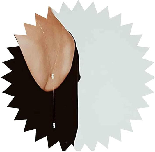 Boho Pearl Back Chain Necklace Gold Backdrop Necklace
