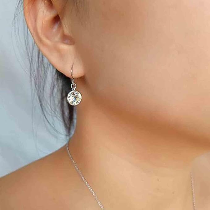 Crystal Dangle Drop Earrings Silver Dangle