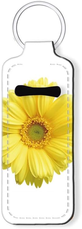 Chapstick Holder Keychain Holder Neoprene Lip Balm Lipstick Lip Gloss Holder Travel Accessory for Girls Women Gift(Yellow Daisy)
