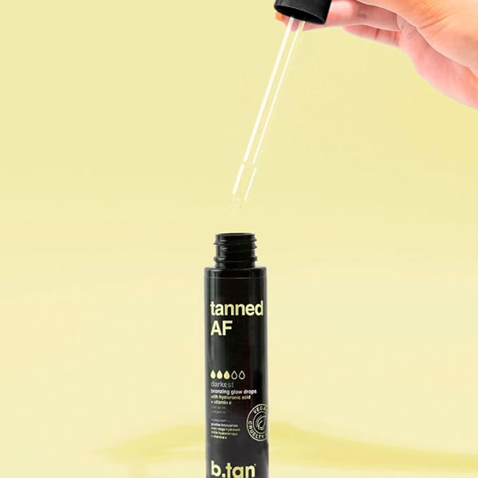 b.tan Darkest Self Tan Drops for Face & Body | Get Tanned - Darkest Gradual Self Tanner Bronzing Glow Drops, Vegan, Cruelty Free, 1.0 Fl Oz
