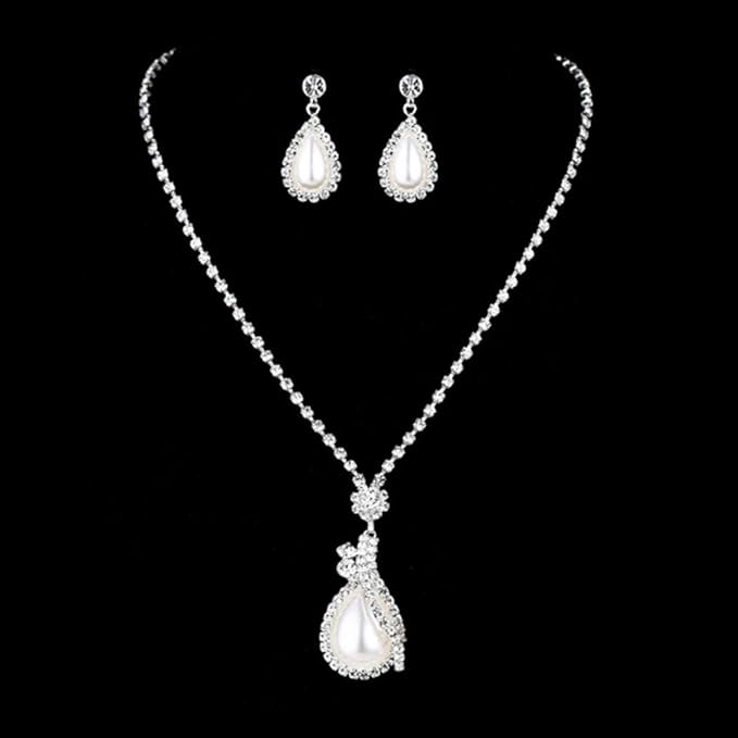 Yean Bride Silver Necklace Earrings Set