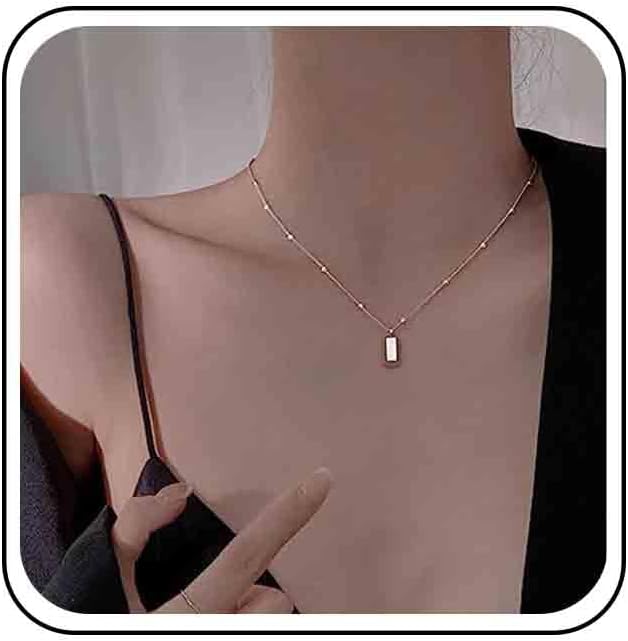 Vintage Square Pendant Necklace Polish Square