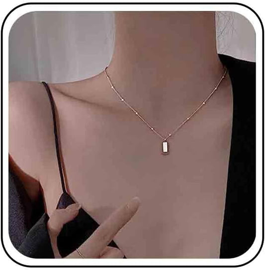 Vintage Square Pendant Necklace Polish Square