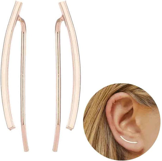 Boho Bar Ear Climber Earrings Gold Stick Studs