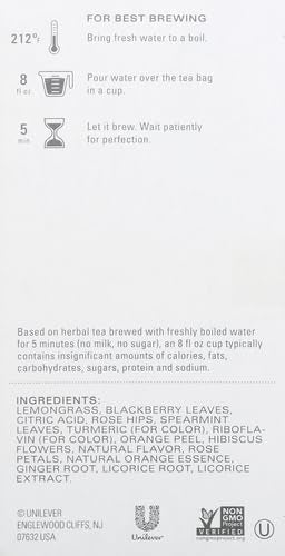 TAZO Wild Sweet Orange Tea Bags, Unsweetened Herbal Tea, Caffeine Free, 20 Total Bags