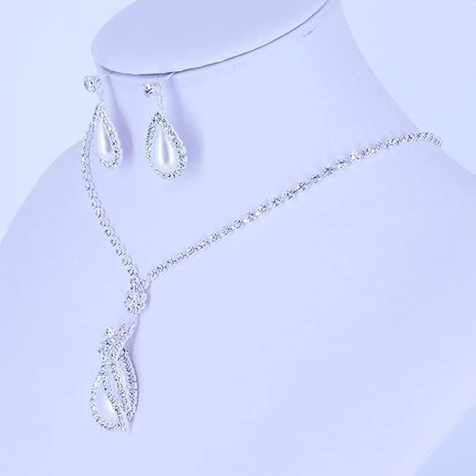Yean Bride Silver Necklace Earrings Set