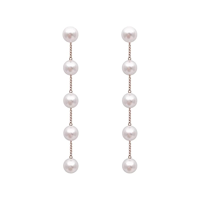 Boho Pearl Dangle Earrings Gold Pearl