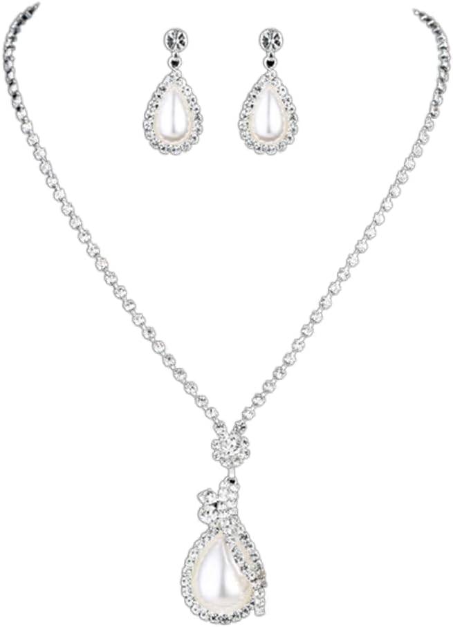 Yean Bride Silver Necklace Earrings Set