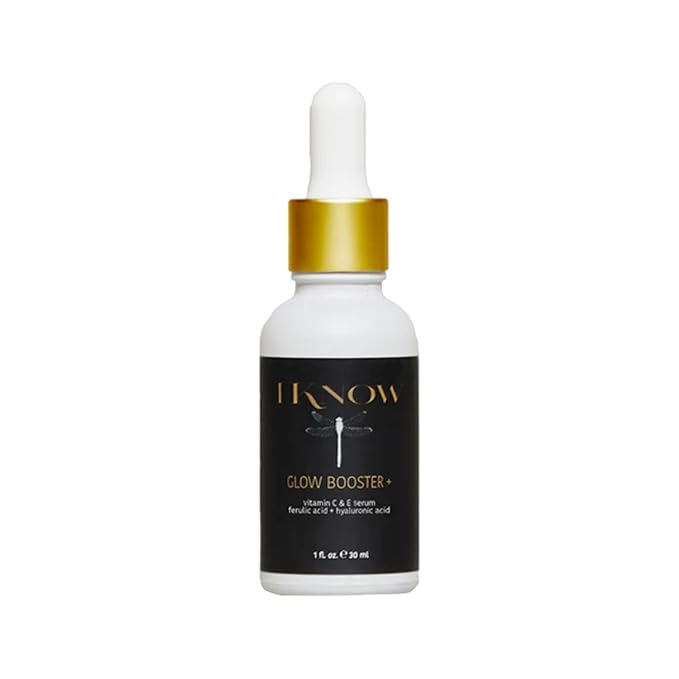 IKNOW Glow Booster+ Vitamin C and E Serum, Hyaluronic Acid Serum for Face, Facial Serum for Glow Up, Hydrating Serum for Dark Spots, Fine Lines and Wrinkles (1 oz)