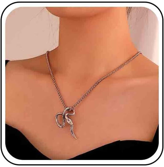 Vintage Snake Pendant Necklace Punk Snake