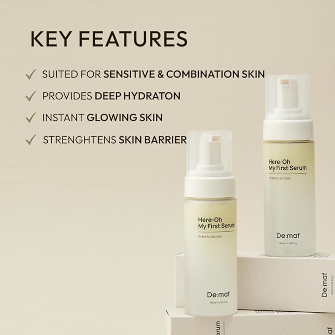 Here-Oh My First Bubble Texture Hydrating Serum with Hyaluronic Acid | Face Serum for Skin Barrier Repair and Glowing Skin | Korean Serum for Dry Skin & Sensitive Skin (1.69 fl oz)