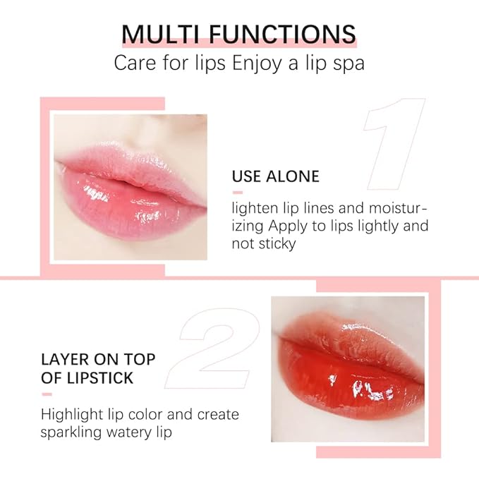 Hydrating Lip Glow Oil, Moisturizing Lip Gloss, Plumping Lip Oil, Non-Sticky Long Lasting Lip Oil Gloss, Transparent Lip Oil Tinted, Reduce lip lines (Cherry)
