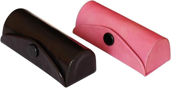 Set of 2 Leather Lipstick Case Holder Organizer Bag for Purse lipstick holder Durable Soft Leather | Cosmetic Storage Kit With Mirror (Pink & Black)