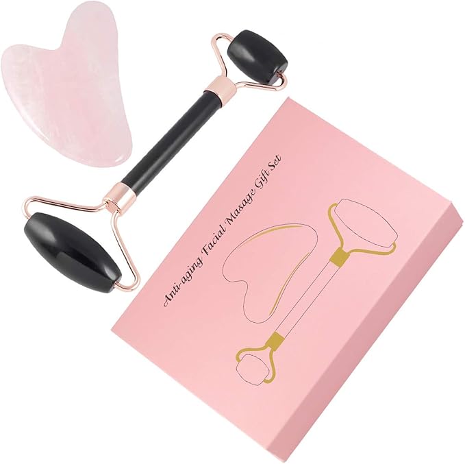 mookaitedecor Obsidian Roller & Rose Quartz Scraping