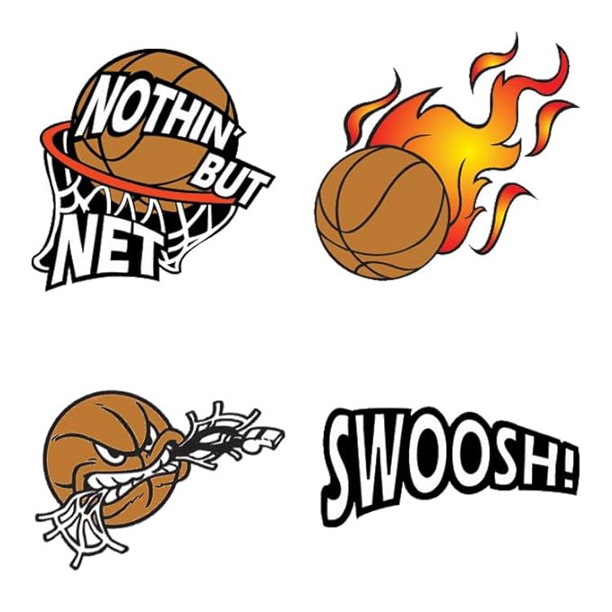 FashionTats Sport Spirit Temporary Tattoos | 100 Tattoos Removable (Basketball)