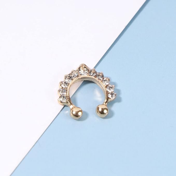 Boho Crystal Ear Cuff Earrings Gold