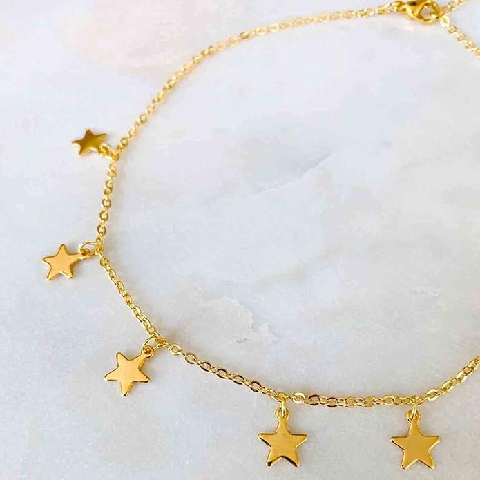 Boho Star Choker Necklace Gold Star Dangle Necklace