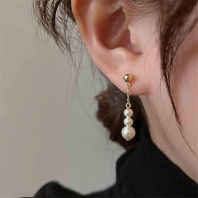 Vintage Pearl Drop Earrings Long Pearl