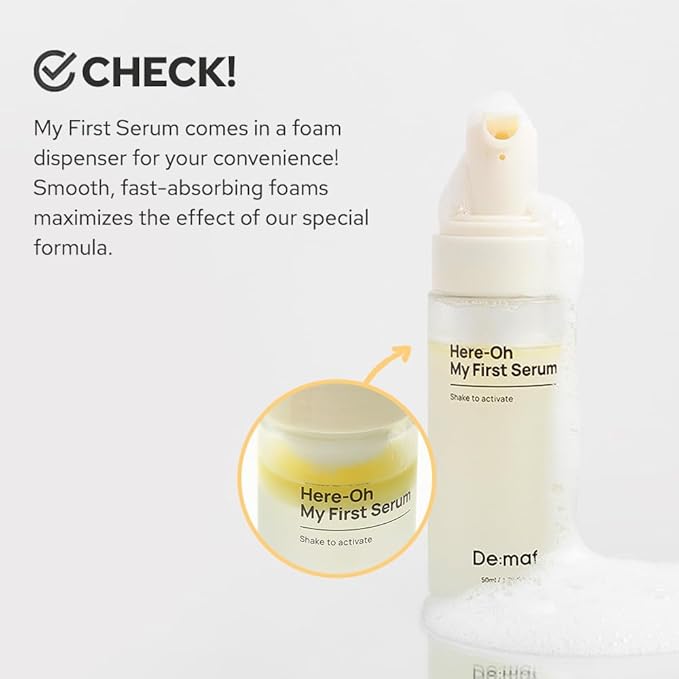 Here-Oh My First Bubble Texture Hydrating Serum with Hyaluronic Acid | Face Serum for Skin Barrier Repair and Glowing Skin | Korean Serum for Dry Skin & Sensitive Skin (1.69 fl oz)