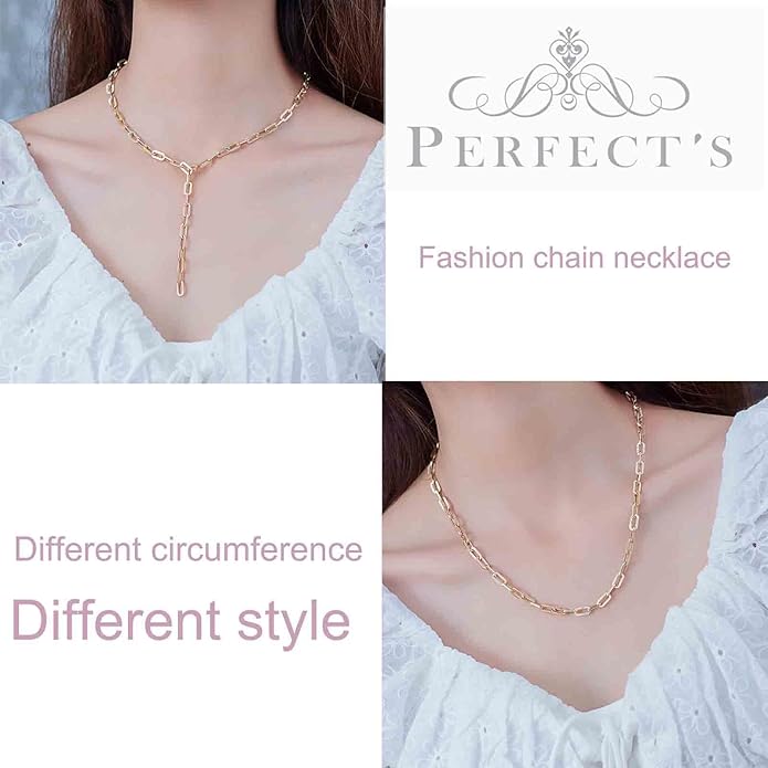 Boho Link Chain Y Necklace Gold