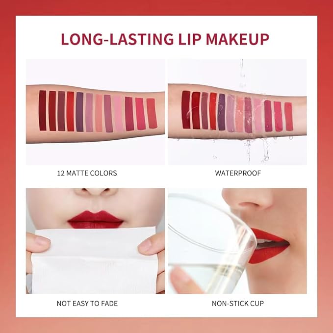 Smoke Tube Cigarette Lipstick,4 Color Lip Gloss Set, Long Lasting24 Hours Waterproof, Sweat Proof Lip Gloss, Matte Liquid Lip Makeup Cigarette Set (2#)