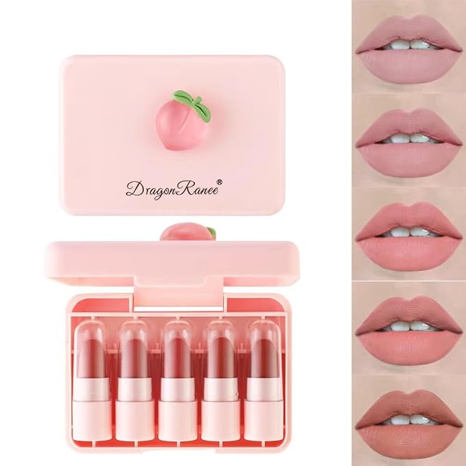 AMAKO Carrot peach lipstick set is not easy to fall matte matte soybean color sample fruit lipstick (01#Carrot)