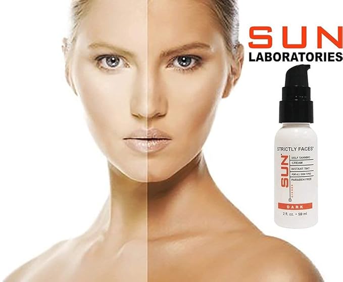 Sun Laboratories By Giesee Face Self Tanner Dark - Self Tanning Lotion for Gradual, Sunless Tan - Premium Facial Tanner Drops & Mist - Tanning Lotion for Face