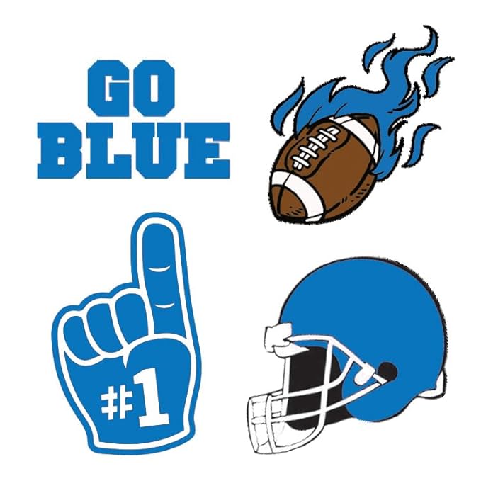 FashionTats Sport Spirit Temporary Tattoos | 100 Tattoos (Blue Finger)