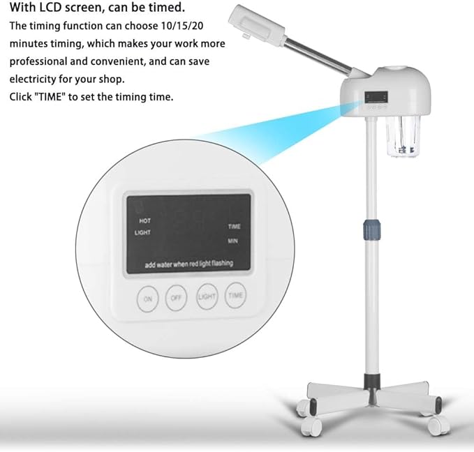 Professional Face Steamer, Hot Mist Spray, Facial Steamer with LCD Touch Screen for SPA & Home, Noise Free, White