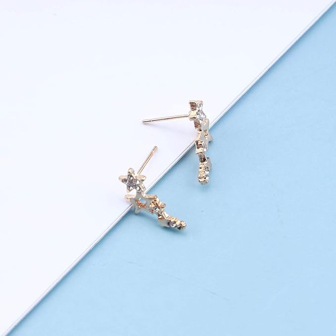 Bohemia Star Climber Crawler Earrings Gold Crystal Star