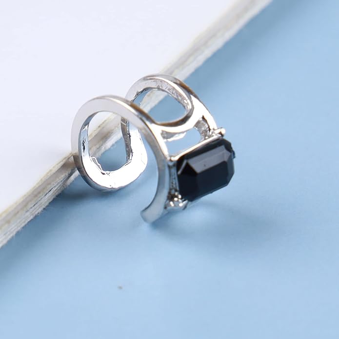 Vintage Crystal Ear Cuff Earrings Black