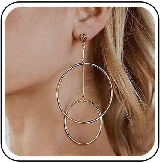 Vintage Hollow Circle Dangle Earrings Exaggerated Circle Drop