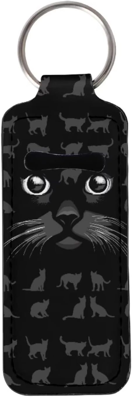 Bulopur Black Cat Face Chapstick Holder Keychain Bulk, Lipgloss