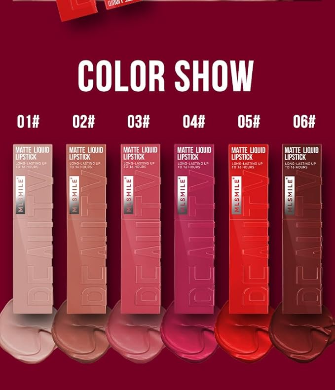 Matte Liquid Lipstick, Matte Velvet Lip Gloss, Lip Makeup Gift for Women (6 set)