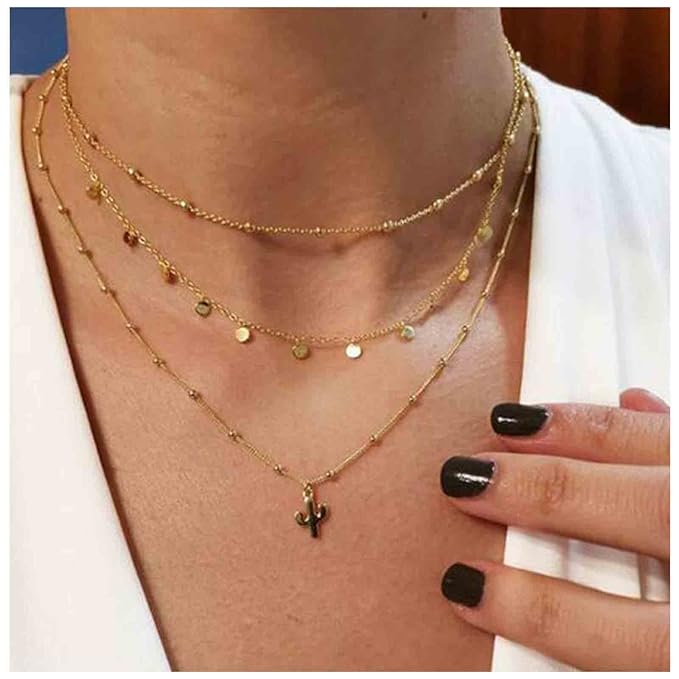 Boho Layered Disc Coin Necklace Choker