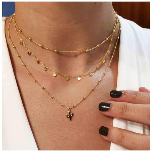 Boho Layered Disc Coin Necklace Choker