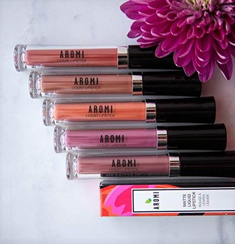 Aromi Medium Pink Matte Liquid Lipstick, Dusty Rose Lip Color, Smudge Proof and Long-lasting Lipstick, Vegan & Cruelty-free Beauty, Day to Night, Handmade (Pink Rosette)
