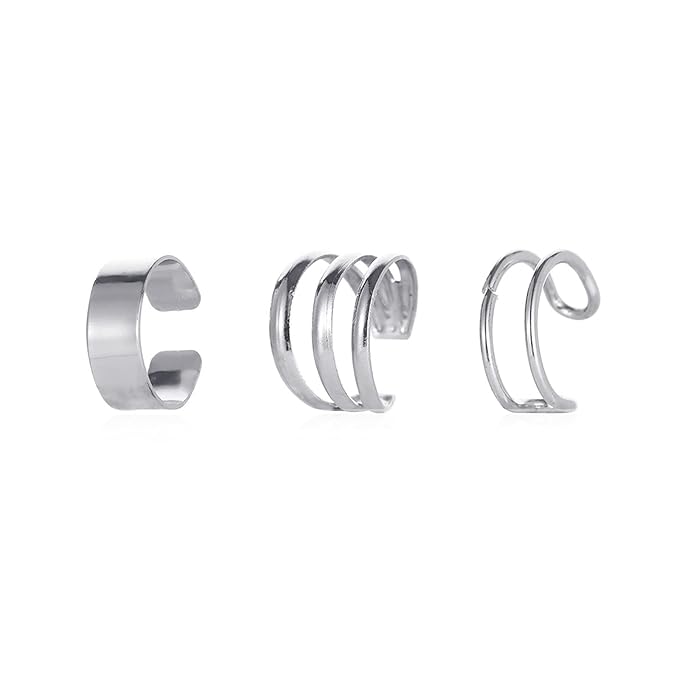 Boho Cartilage Ring Earrings Double Lines