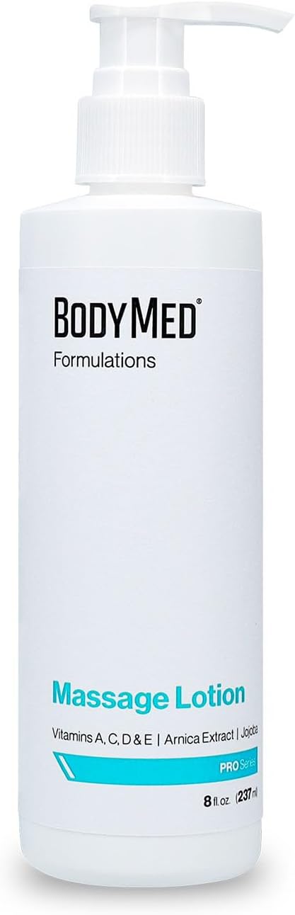 BodyMed Formulations Massage Lotion, 8 oz. – Fragrance-Free, All-Natural Lotion for Massage Therapy – Leaping Bunny Certified – with Arnica Extract & Jojoba – Non-Staining, & Paraben Free