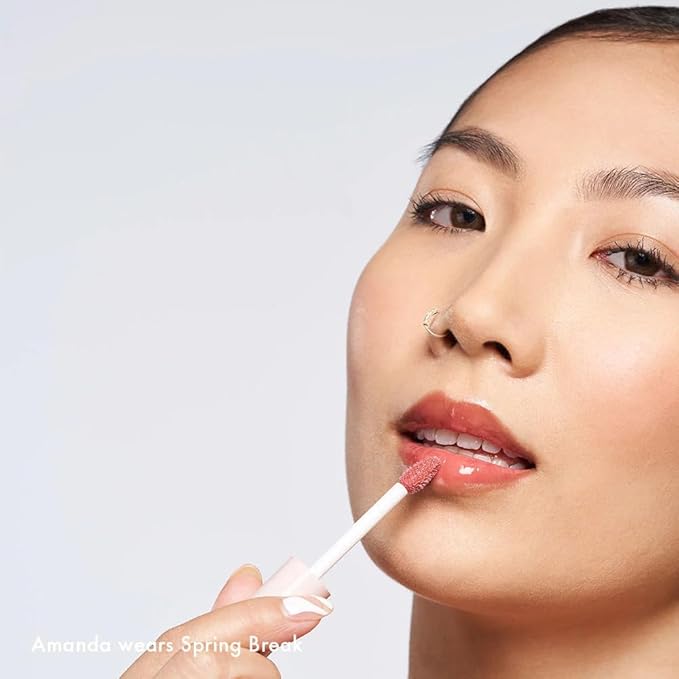 Wander Beauty Lip Retreat Oil - Spring Break (Warm Rose) - 4 in 1 Tinted Lip Oil + Moisturizing Lip Gloss With Avocado, Vitamin E & Rosehip - Hydrating Luxurious Lip Care for Dry Lips - 0.33 fl oz