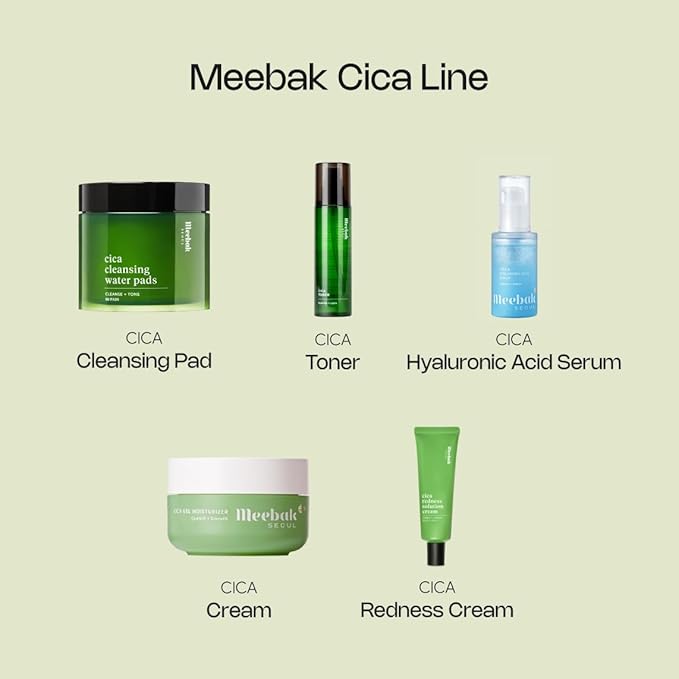 Meebak Cica & Hyaluronic Acid Serum with Vitamin C | Hydrating & Plumping Face Serum | Fine Lines & Dry Skin | Korean Skincare | Suitable for All Skin Types