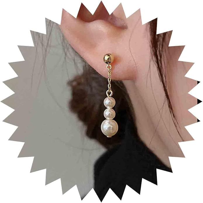 Vintage Pearl Drop Earrings Long Pearl