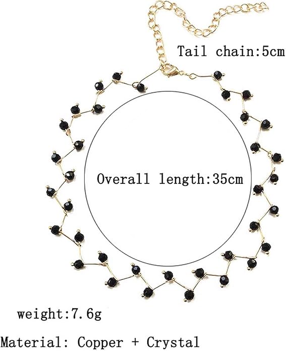 Black Crystal Choker Necklace Short Black Beaded Choker