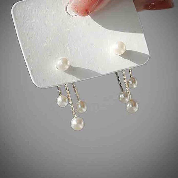 Boho Pearl Drop Dangle Earrings Gold Pearl Ear