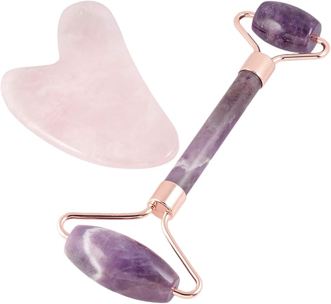 mookaitedecor Amethyst Roller & Rose Quartz Scraping